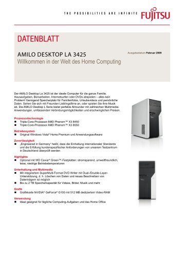 Datenblatt AMILO Desktop La 3425 - Fujitsu