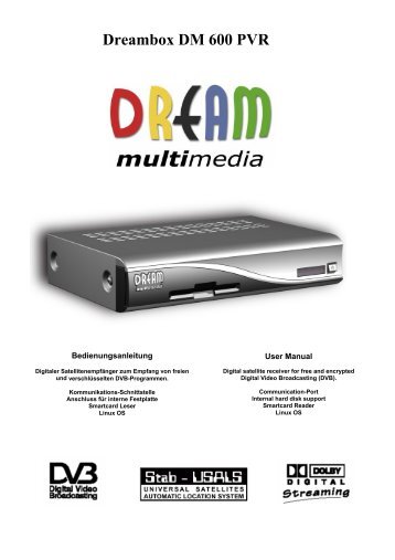 Dreambox DM 600 PVR User Manual - Dream Multimedia