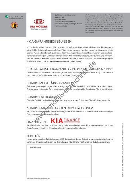 Preisliste Kia Sorento, 8/2006 - mobilverzeichnis.de