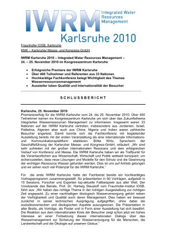 Schlussbericht IWRM (PDF) - Karlsruher Messe- und Kongress-GmbH