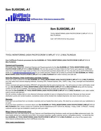 Ibm BJ08GML-A1 - VoIPRoute Products