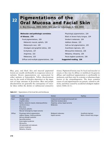 Ch22: Pigmentations of the Oral Mucosa and Facial Skin