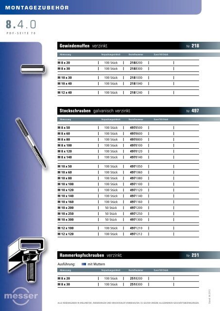 Produktkatalog, Stand Mai 2012 - Paul J. Messer GmbH