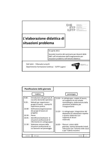 Presentazione “L'elaborazione didattica di situazioni problema”