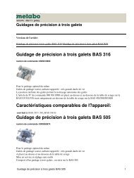 Guidage de précision à trois galets BAS 316 ... - Metabo