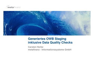 Data Quality Checks - Metafinanz