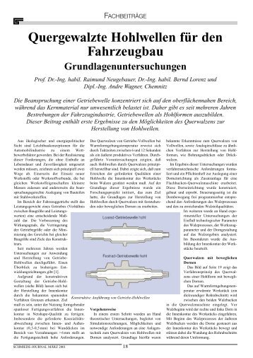 Quergewalzte Hohlwellen für den Fahrzeugbau