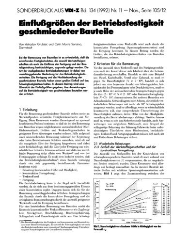 Einflußgrößen der Betriebsfestigkeit geschmiedeter Bauteile