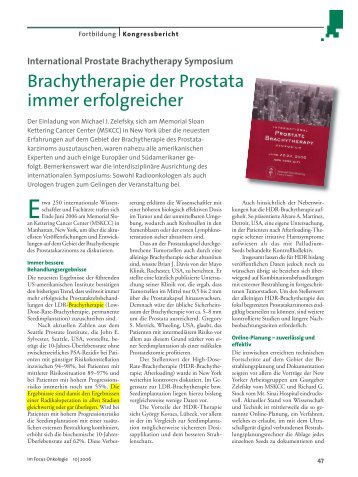 Brachytherapie der Prostata immer erfolgreicher