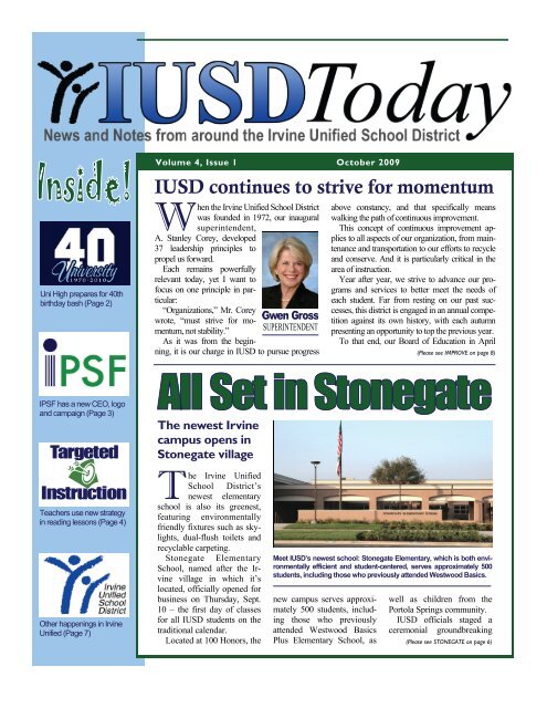 IUSD continues to strive for momentum - Irvine Unified School District