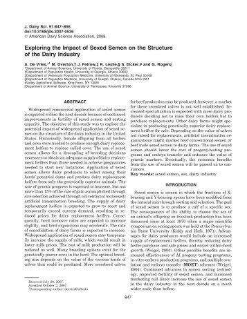 Exploring the Impact of Sexed Semen on the - Department of Animal ...