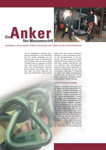 "Ein Anker fürs Museumsschiff". - Metallobjekte Hoffmann