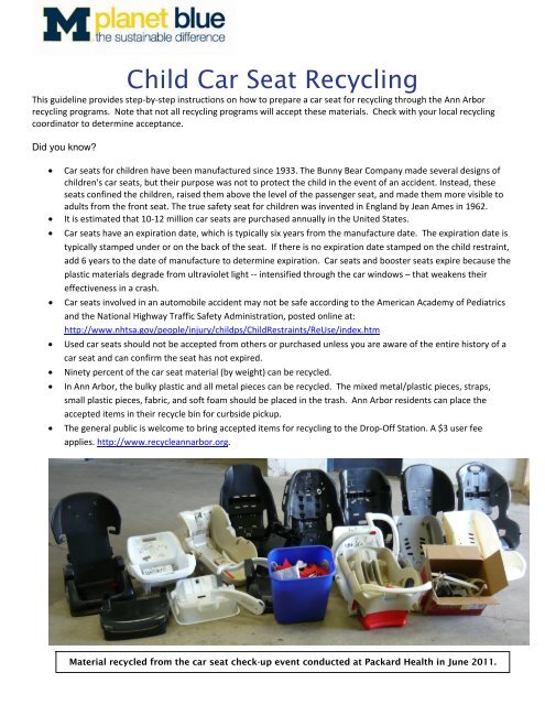 Child Car Seat Recycling The City Of
