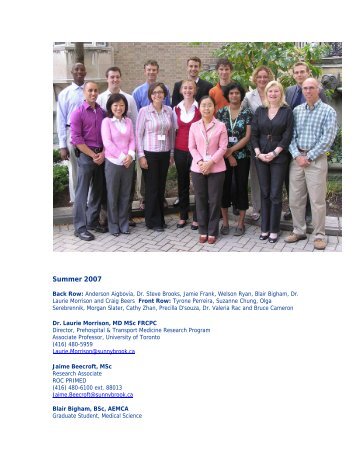 Summer 2007 - Emergency Medicine - University of Toronto