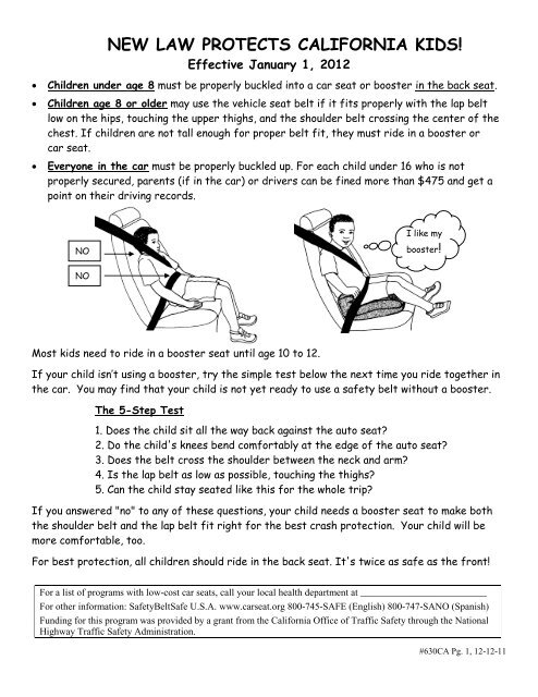 New Law Protects California Kids Safetybeltsafe Usa