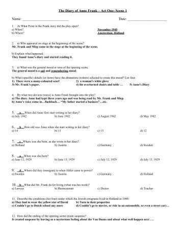 Anne frank remembering study guide with answers