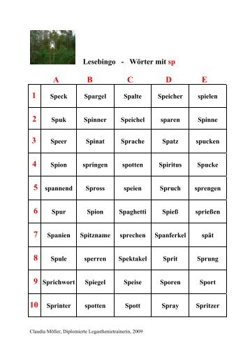 Lesebingo – ähnliche Wortbilder