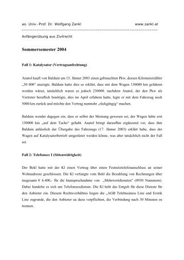 Anfängerübung aus Zivilrecht - E-xam.at