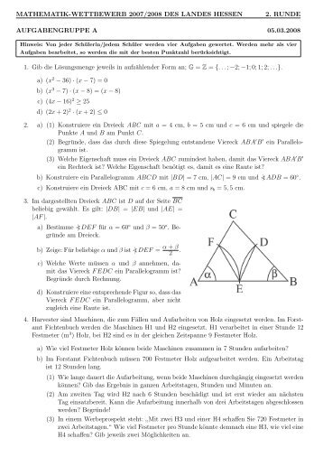 2. Runde - Mathematik-Wettbewerb des Landes Hessen