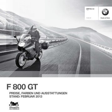 Preisliste F 800 GT - BMW Motorrad