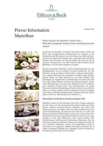 Presse-Information Mariefleur - Villeroy & Boch