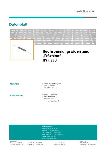 HVR 968 Datenblatt - Metallux AG