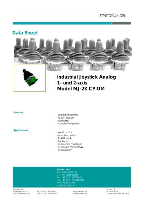 Technical Data Sheet - Metallux AG