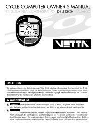 CYCLE COMPUTER OWNER'S MANUAL - Vetta