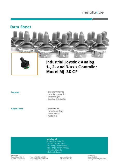 Technical Data Sheet - Metallux AG