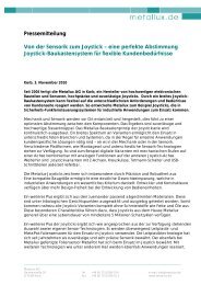 Pressemitteilung Von der Sensorik zum Joystick ... - Metallux AG