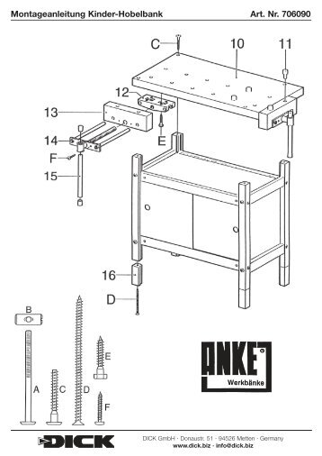 Montageanleitung Kinder-Hobelbank Art. Nr. 706090