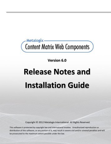 Content Matrix Web Components Release Notes and ... - Metalogix