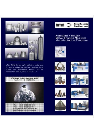 Manufacturing Program - MTM Metal Technic Machines GmbH