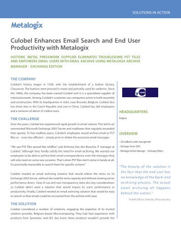 Culobel Enhances Email Search and End User ... - Metalogix