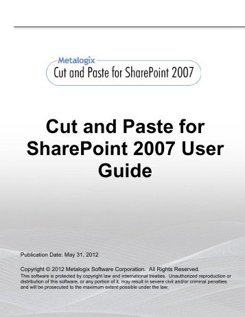 Cut and Paste for SharePoint 2007 User Guide - Metalogix