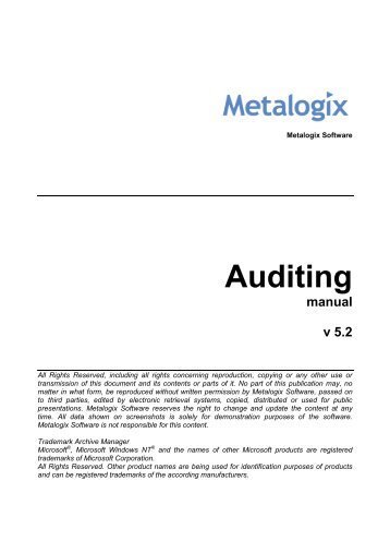 Auditing Manual - Metalogix