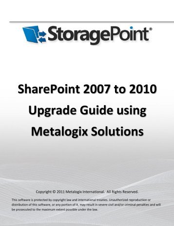 StoragePoint 2007 to 2010 Upgrade Guide - Metalogix