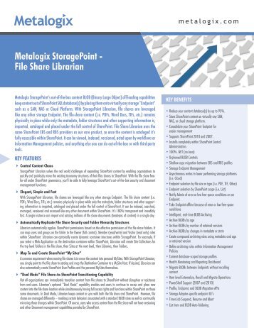 Metalogix StoragePoint - File Share Librarian
