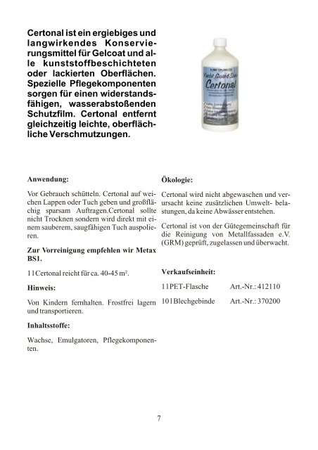 Gelcoat und lackierte Flächen - Metasco GmbH