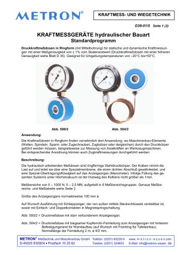 KRAFTMESSGERÄTE hydraulischer Bauart - METRON Meßtechnik ...