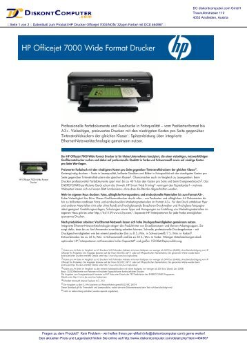 HP Officejet 7000 Wide Format Drucker - Diskontcomputer