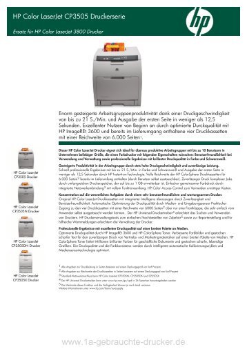 HP Color Laserjet CP3505 Datenblatt - 1a-gebrauchte-drucker.de