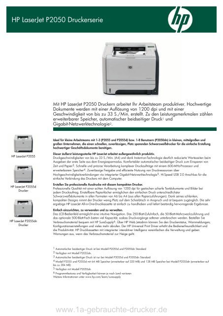 HP Laserjet P2055 Datenblatt - 1a-gebrauchte-drucker.de
