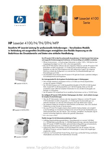 HP Laserjet 4100 Datenblatt - 1a-gebrauchte-drucker.de