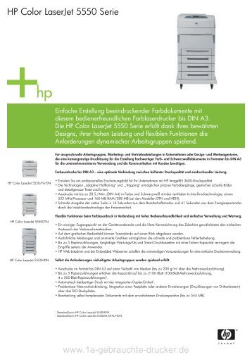 Datenblatt HP Laserjet 5550 Serie - 1a-gebrauchte-Drucker.de