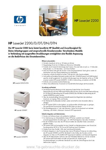 HP Laserjet P2015 Datenblatt - 1a-gebrauchte-drucker.de