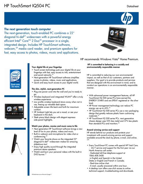 HP Pavilion Data Sheet