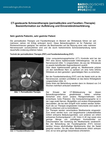 Informationsblatt zur CT-gesteuerten Schmerztherapie als PDF zum