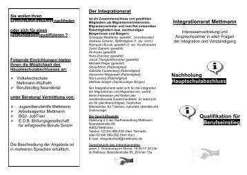 Integrationsrat Mettmann Nachholung ... - Stadt Mettmann