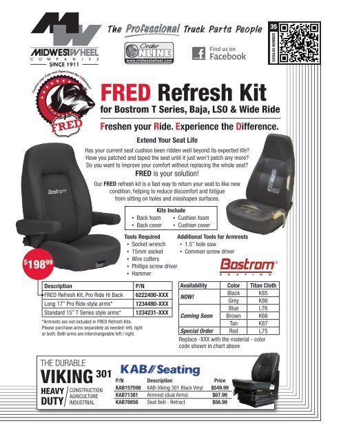 Bostrom Seat Cover & Seat Cushion Replacement Refresh Kit